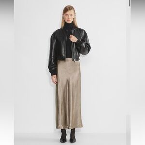 Aritzia Babaton Slip Satin Maxi Skirt in Nomad Taupe